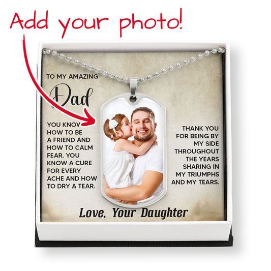 Father's Day Special Gift - Happy Father's Day - Dog Tag Buyer Upload with Message Card