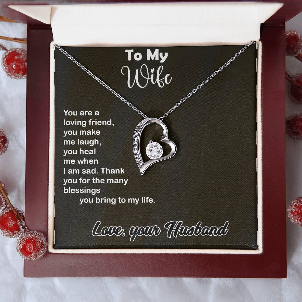 Wonderful Gift For Wife, Forever Love Necklace with On Demand Message Card Gift For Wife
