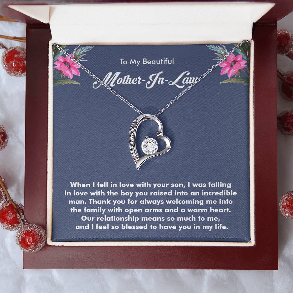 Beautiful Gift for Mother-in-Law, Forever Love Necklace with On Demand Message Card