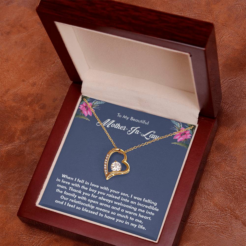Beautiful Gift for Mother-in-Law, Forever Love Necklace with On Demand Message Card