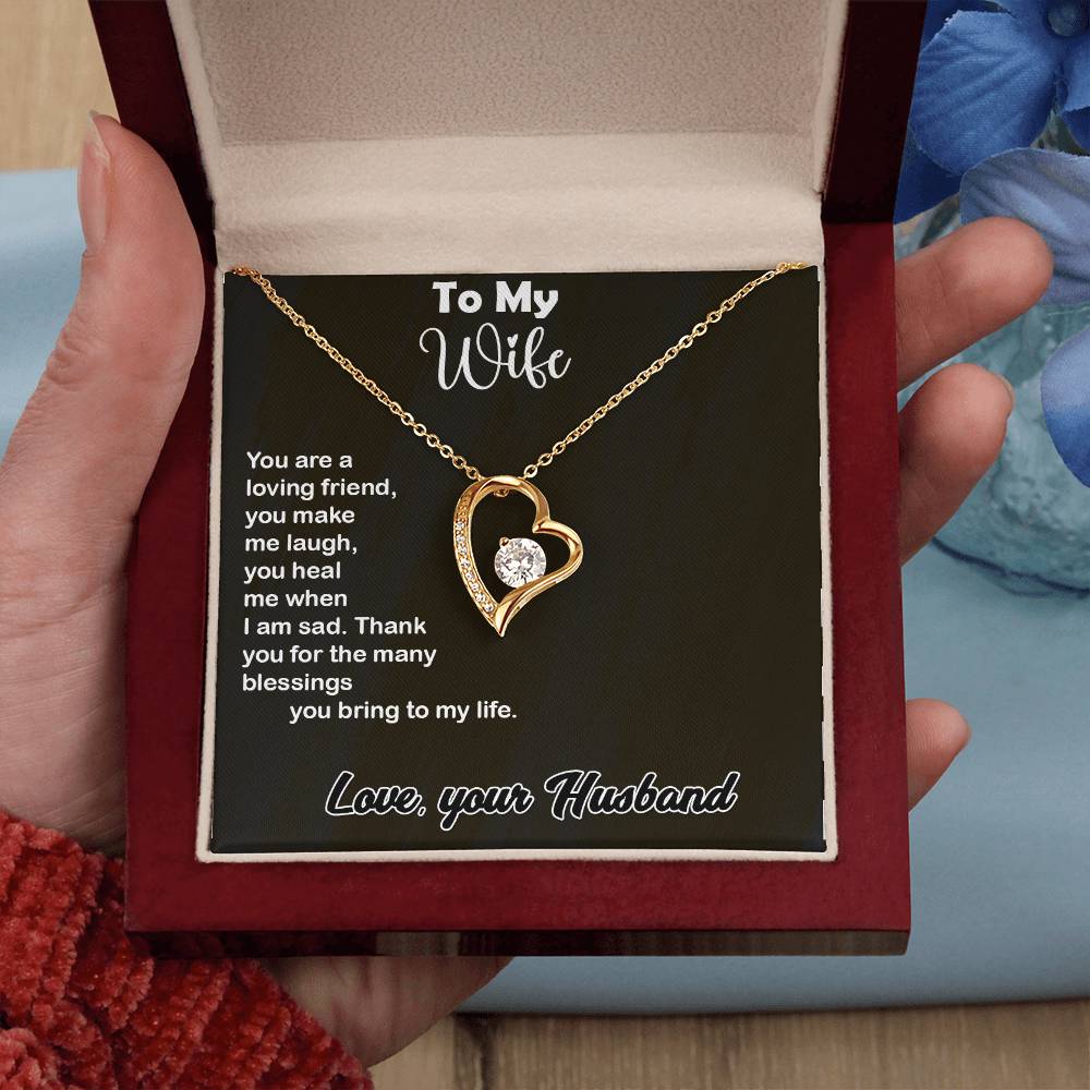 Wonderful Gift For Wife, Forever Love Necklace with On Demand Message Card Gift For Wife