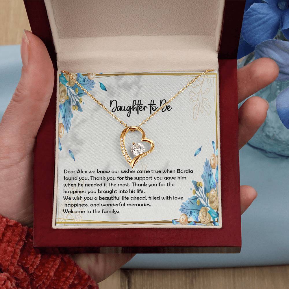 Best Daughter to be Gift, Forever Love Necklace with On Demand Message Card
