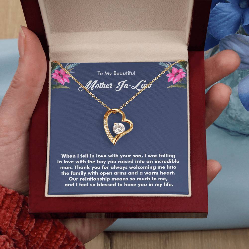 Beautiful Gift for Mother-in-Law, Forever Love Necklace with On Demand Message Card