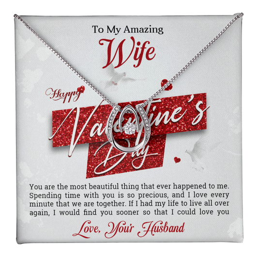 To My Amazing Wife - Valentine's Day Best Gift From Husband - Lucky In Love Necklace