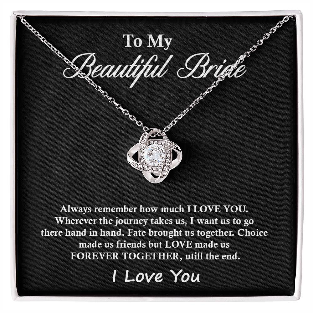 Amazing Gift For Beautiful Bride, Love Knot Necklace For Beautiful Bride