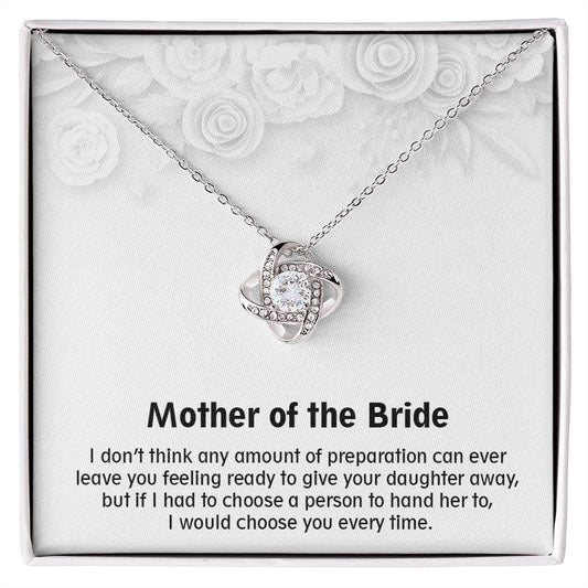 Wonderful Gift for Mother of The Bride, Love Knot Necklace Gift for Mother of The Bride
