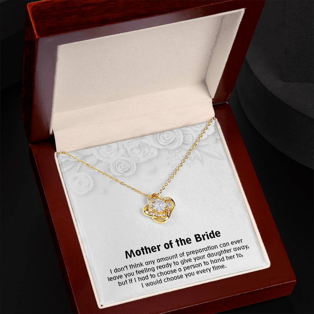 Wonderful Gift for Mother of The Bride, Love Knot Necklace Gift for Mother of The Bride
