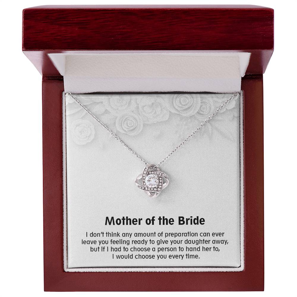 Wonderful Gift for Mother of The Bride, Love Knot Necklace Gift for Mother of The Bride