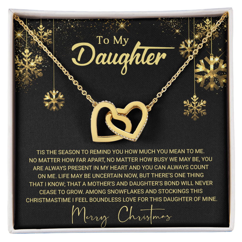 To My Daughter - Christmas Gift - Interlocking Hearts Necklace