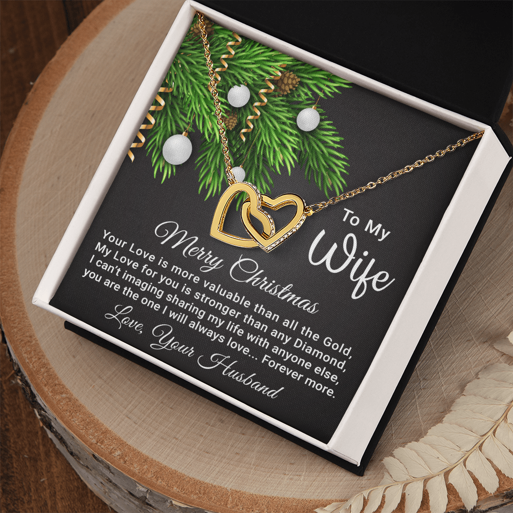 To My Wife - Christmas Gift - Interlocking Hearts Necklace