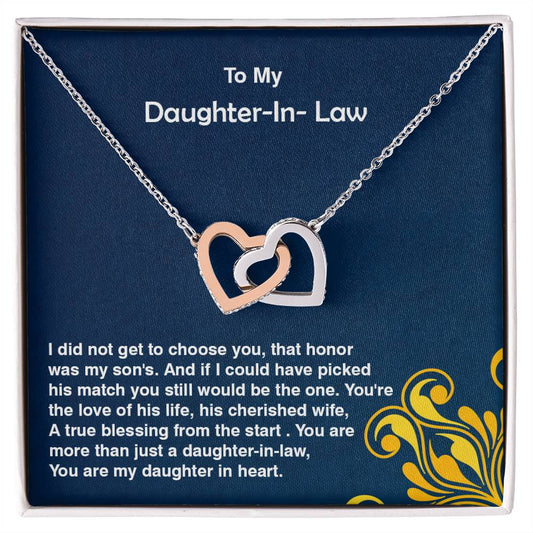 Excellent Gift For Daughter in Law, Interlocking Hearts Necklace Gift for Daughter In Law