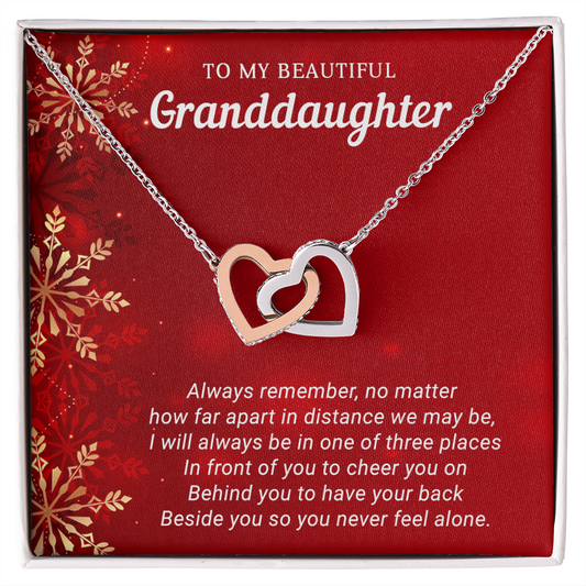 Granddaughter - Never Feel Alone - Christmas Gift - Interlocking Hearts Necklace