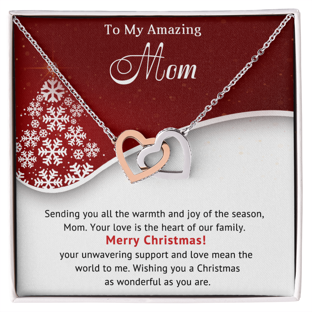 To My Amazing Mom - Christmas Gift - Interlocking Hearts Necklace