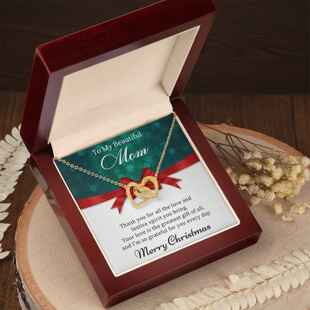 Mom - Your love is the greatest - Christmas Gift - Interlocking Hearts Necklace