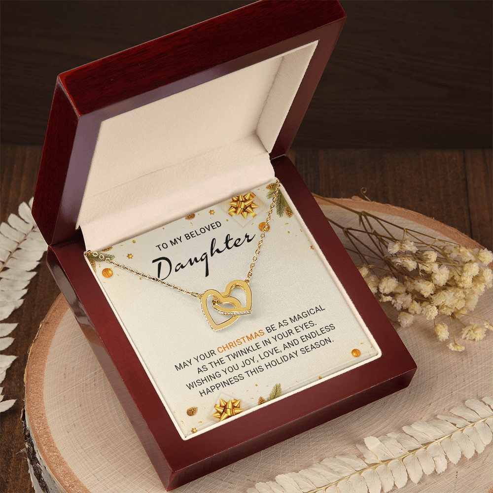 To My Beloved Daughter - Endless Happiness - Interlocking Hearts Necklace