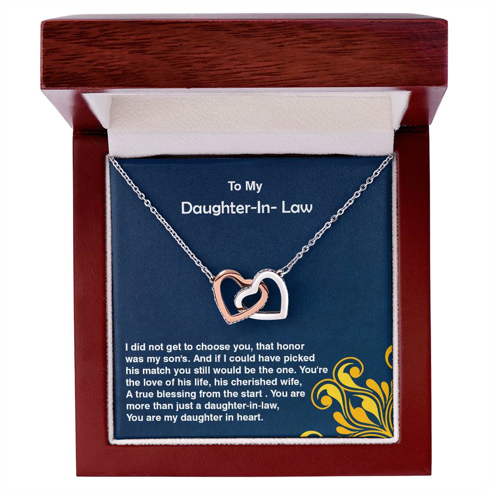 Excellent Gift For Daughter in Law, Interlocking Hearts Necklace Gift for Daughter In Law