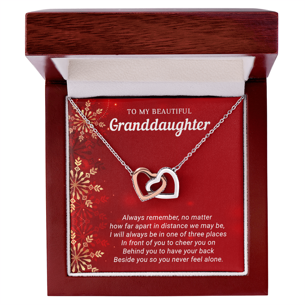Granddaughter - Never Feel Alone - Christmas Gift - Interlocking Hearts Necklace