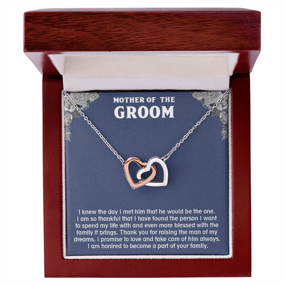 Amazing Gift for Mother of the Groom, Interlocking Hearts necklace for New Mom
