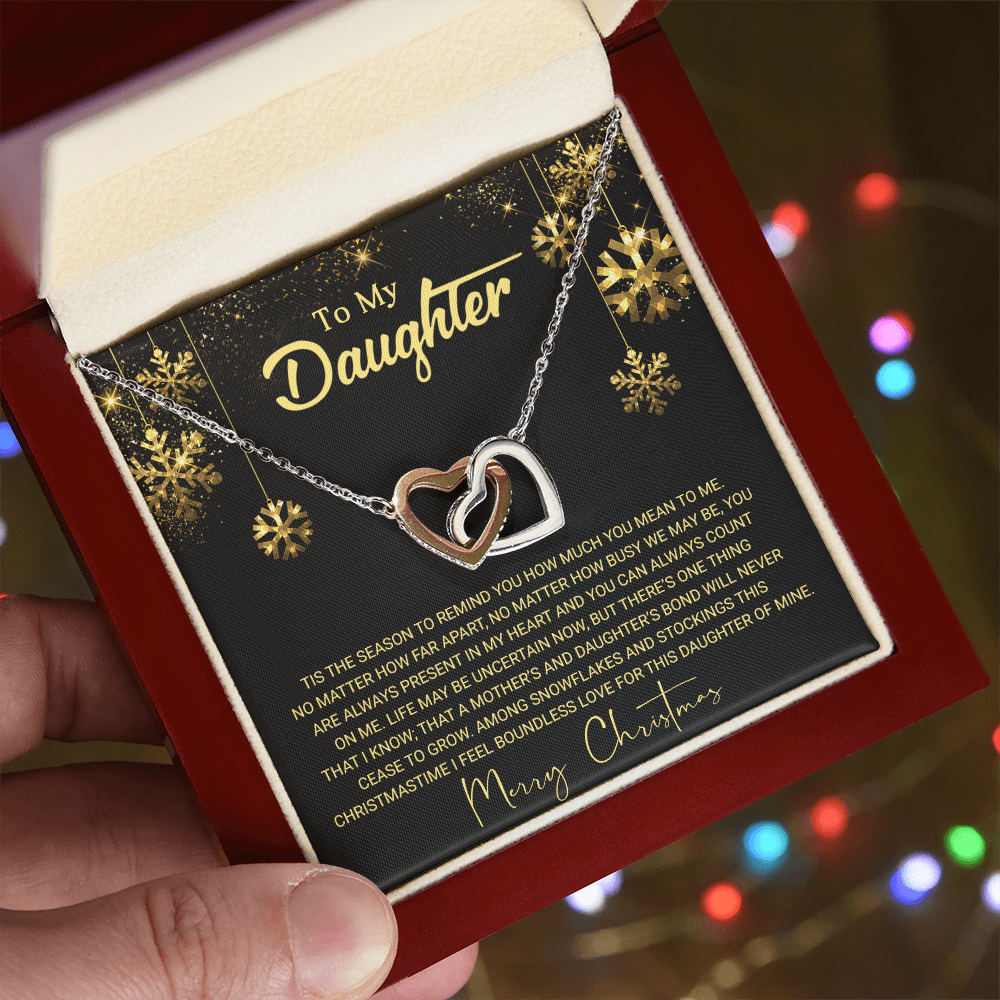 To My Daughter - Christmas Gift - Interlocking Hearts Necklace