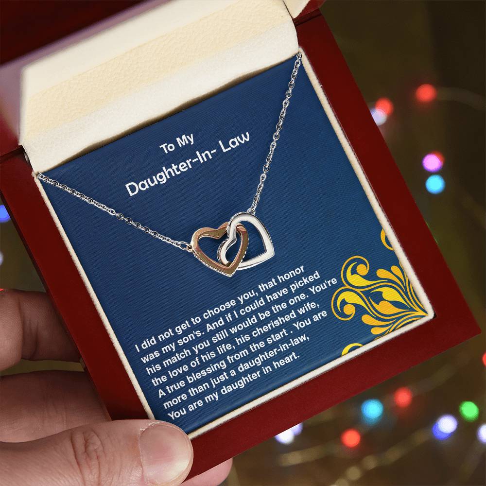 Excellent Gift For Daughter in Law, Interlocking Hearts Necklace Gift for Daughter In Law