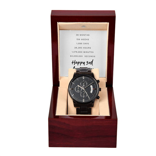To My Husband - Anniversary  Gift For Husband - Black Chronograph Watch