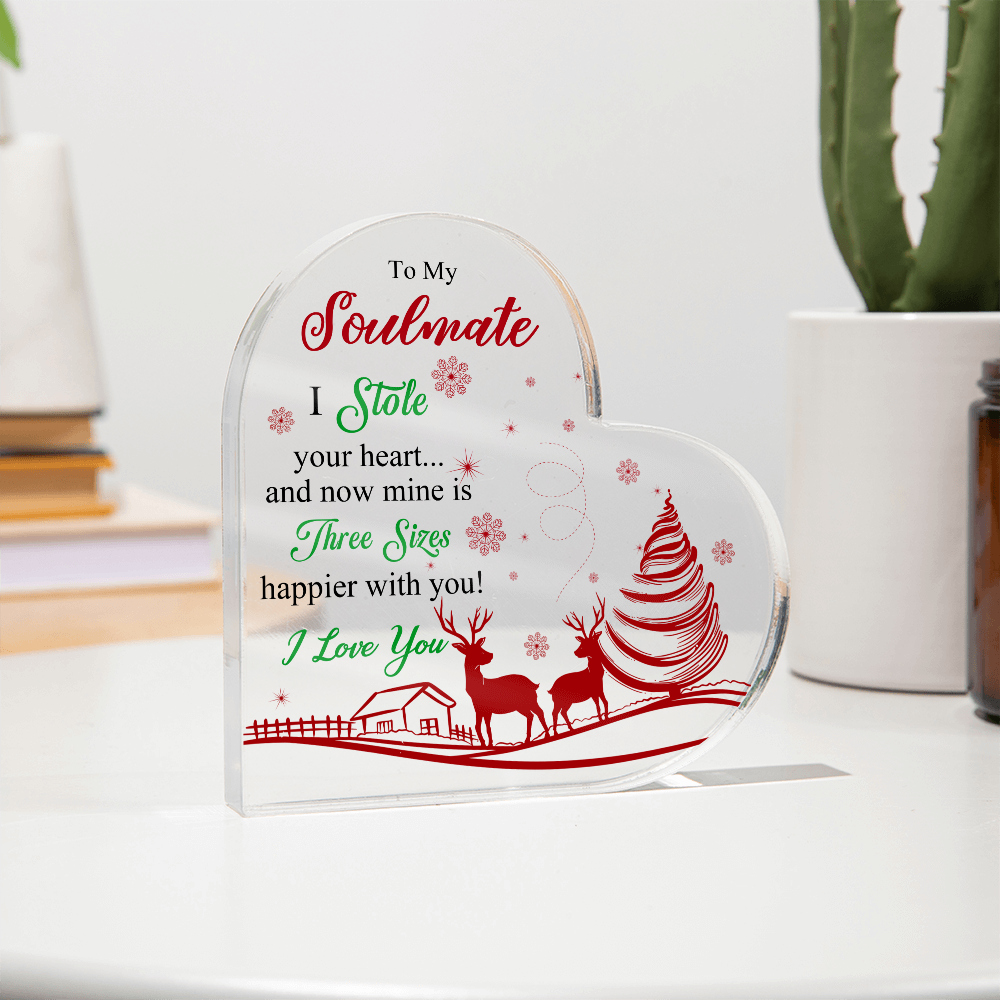 To My Soulmate - Best Gift for Christmas - Acrylic Heart Plaque