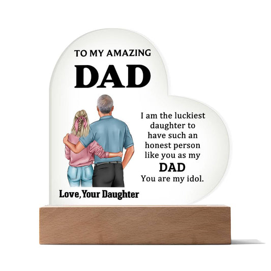 Father's Day Special Gift - Happy Father's Day - Acrylic Heart Plaque