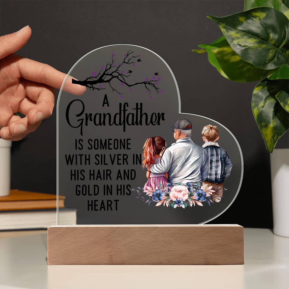 Gift for Grandfather - Acrylic Heart Plaque