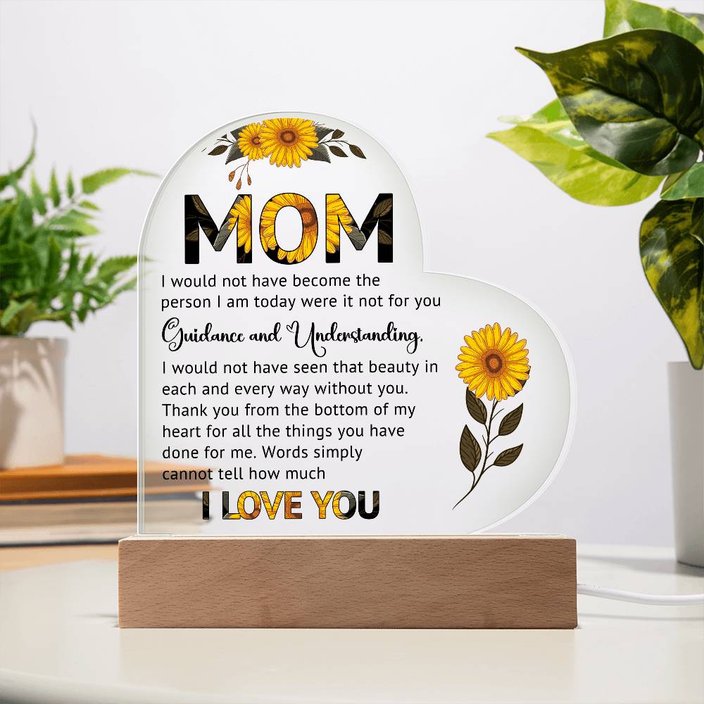 MOM - HAPPY MOTHER'S DAY - ACRYLIC HEART PLAQUE