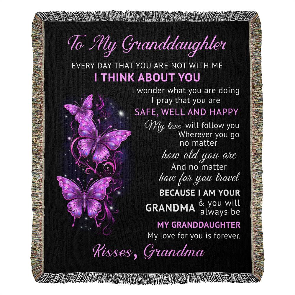 To My Granddaughter -  Blanket From Grandma - Heirloom Woven Blanket