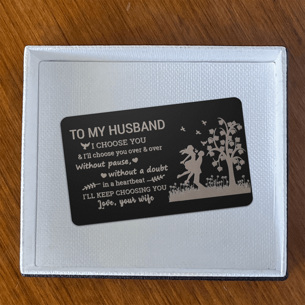 To My Husband - Valentine's Day Best Gift From Wife - Engraved Metal Wallet Card