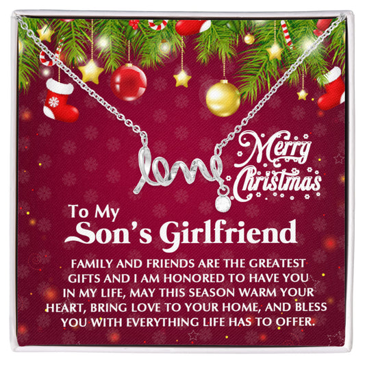 To My Son's Girlfriend - Christmas Gift - Scripted Love Necklace