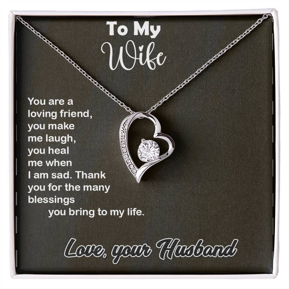 Wonderful Gift For Wife, Forever Love Necklace with On Demand Message Card Gift For Wife