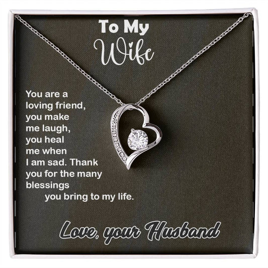 Wonderful Gift For Wife, Forever Love Necklace with On Demand Message Card Gift For Wife