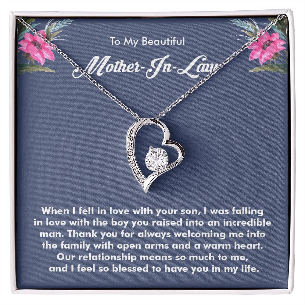 Beautiful Gift for Mother-in-Law, Forever Love Necklace with On Demand Message Card