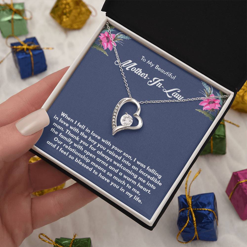 Beautiful Gift for Mother-in-Law, Forever Love Necklace with On Demand Message Card