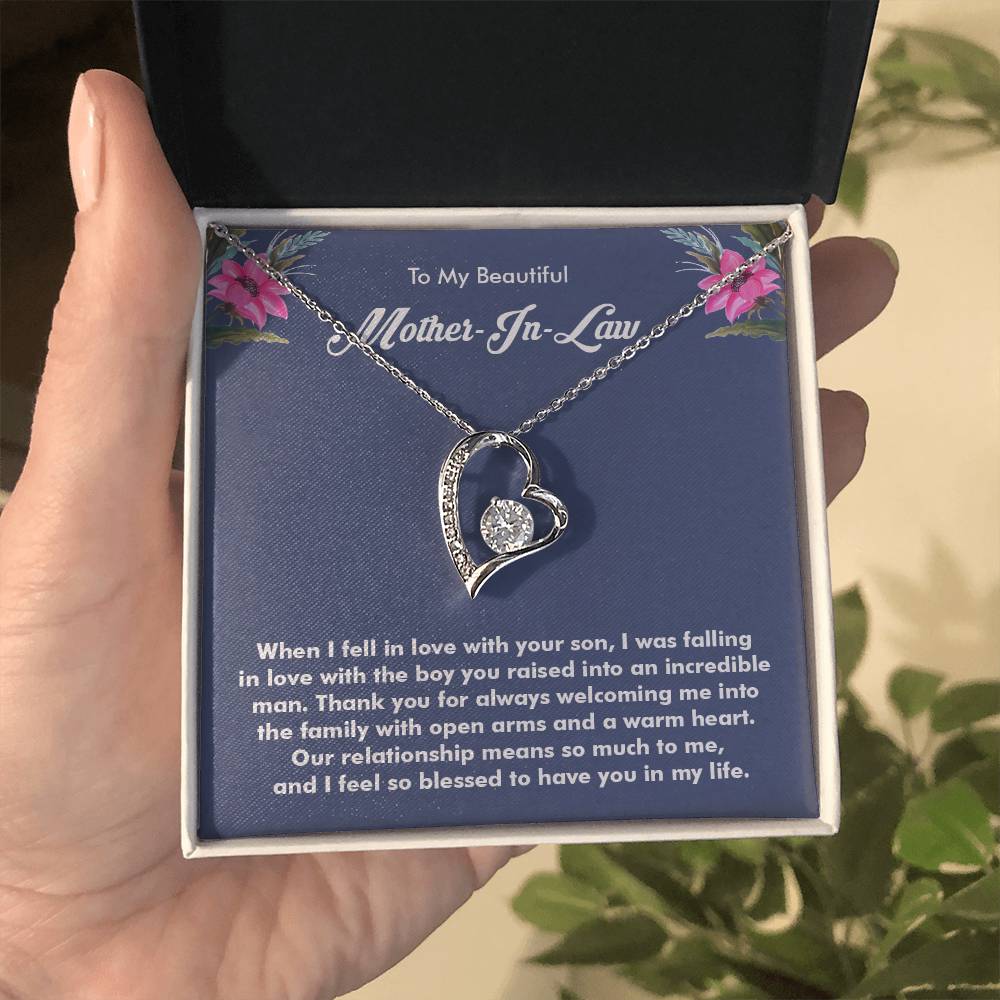 Beautiful Gift for Mother-in-Law, Forever Love Necklace with On Demand Message Card