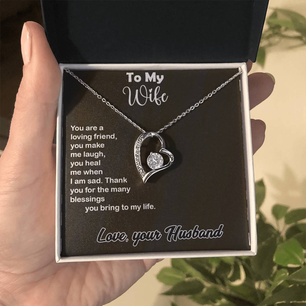 Wonderful Gift For Wife, Forever Love Necklace with On Demand Message Card Gift For Wife