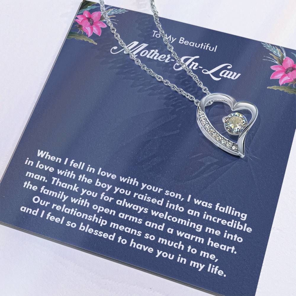 Beautiful Gift for Mother-in-Law, Forever Love Necklace with On Demand Message Card
