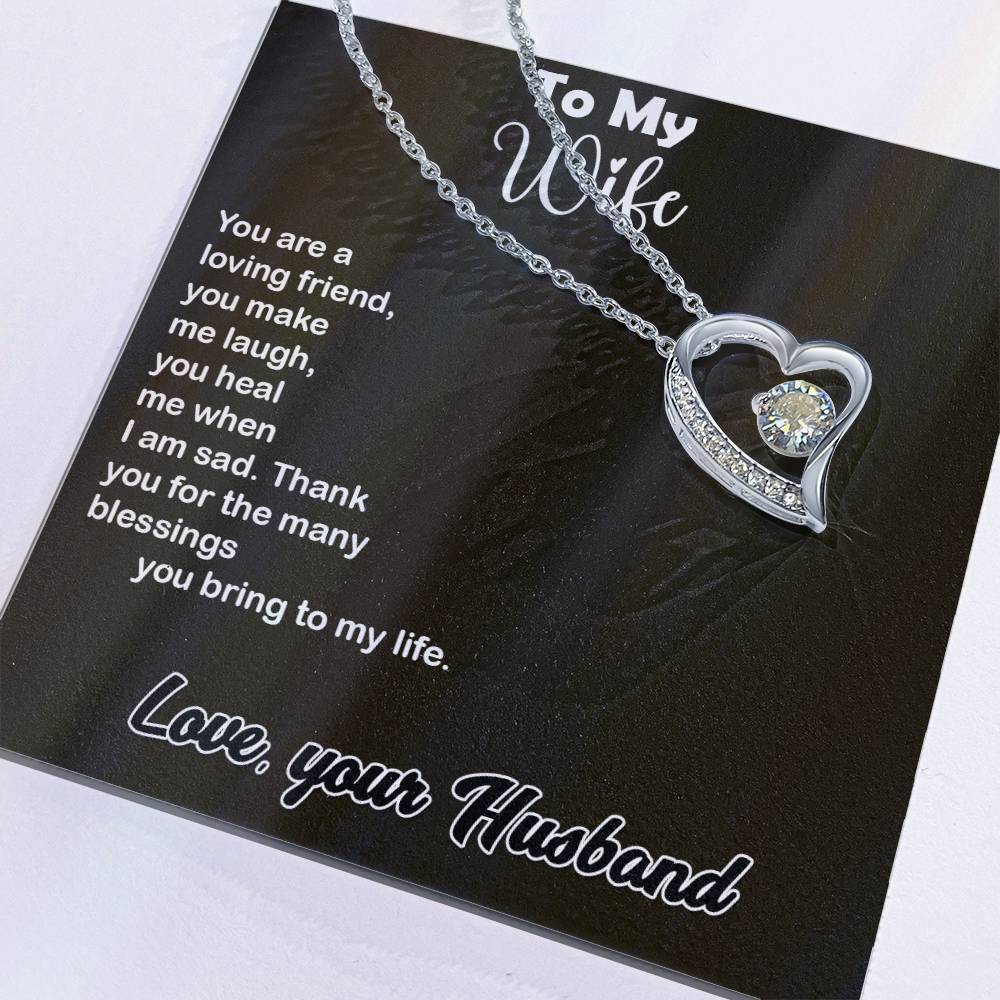 Wonderful Gift For Wife, Forever Love Necklace with On Demand Message Card Gift For Wife