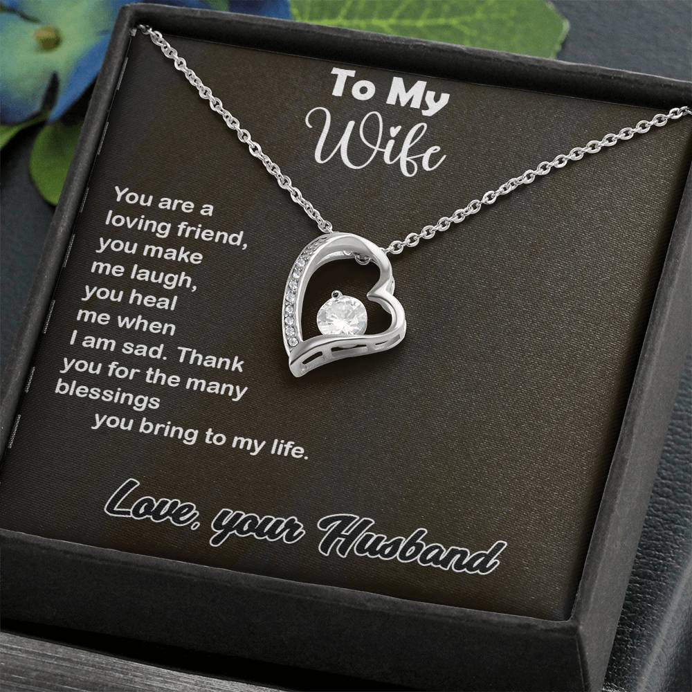 Wonderful Gift For Wife, Forever Love Necklace with On Demand Message Card Gift For Wife