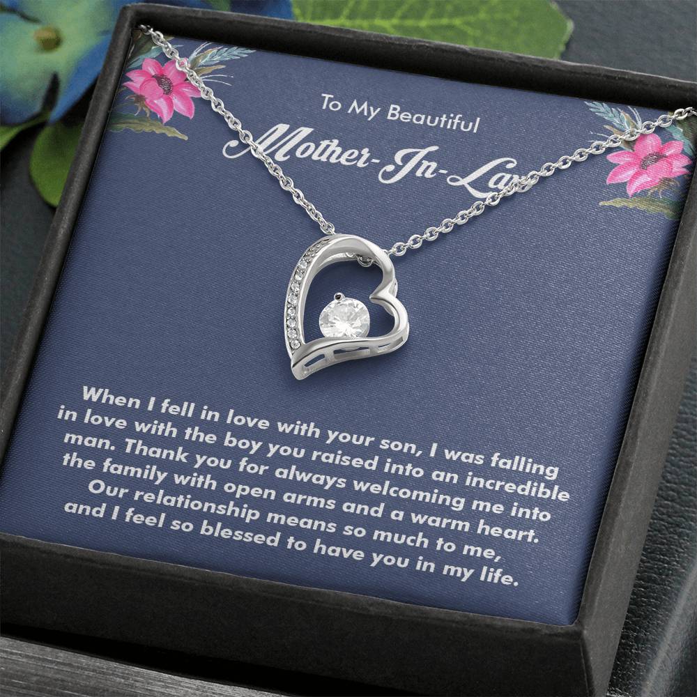 Beautiful Gift for Mother-in-Law, Forever Love Necklace with On Demand Message Card