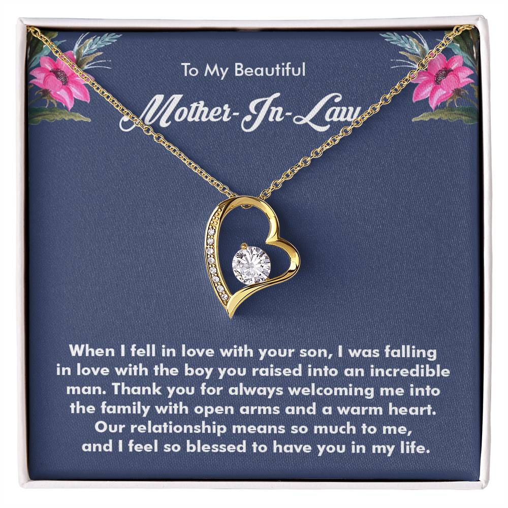 Beautiful Gift for Mother-in-Law, Forever Love Necklace with On Demand Message Card