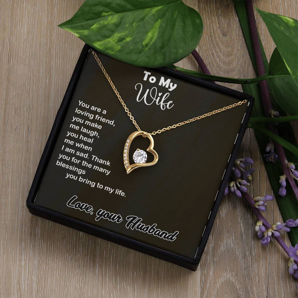 Wonderful Gift For Wife, Forever Love Necklace with On Demand Message Card Gift For Wife