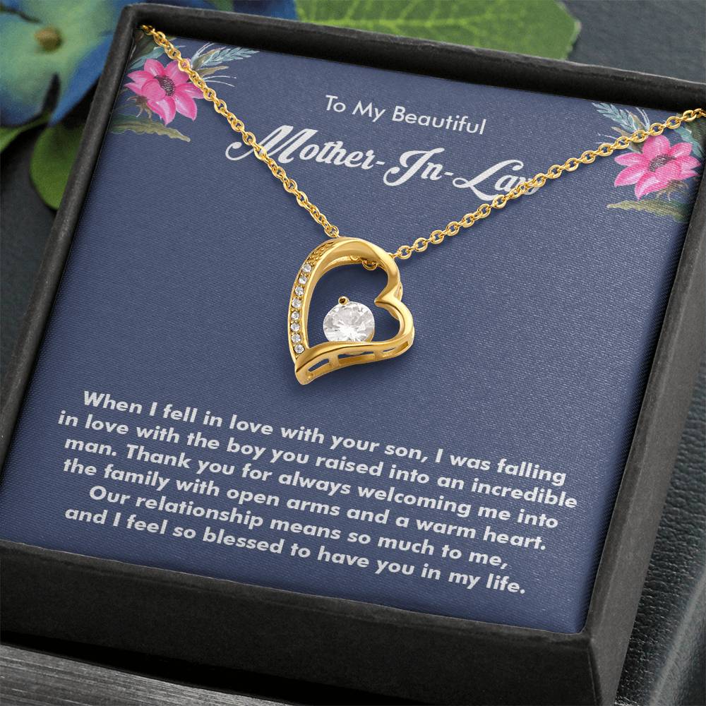 Beautiful Gift for Mother-in-Law, Forever Love Necklace with On Demand Message Card