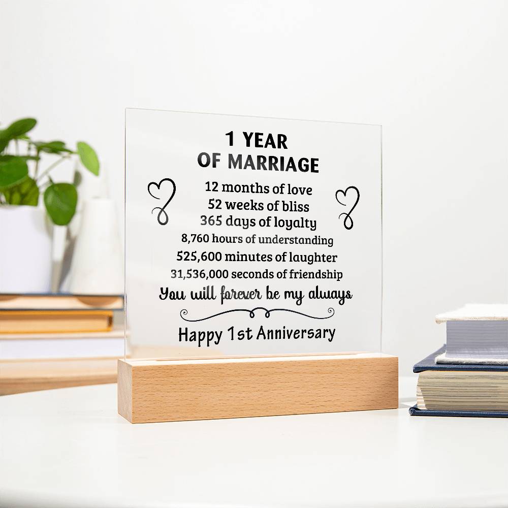 Best Anniversary Gift - Acrylic Square Plaque
