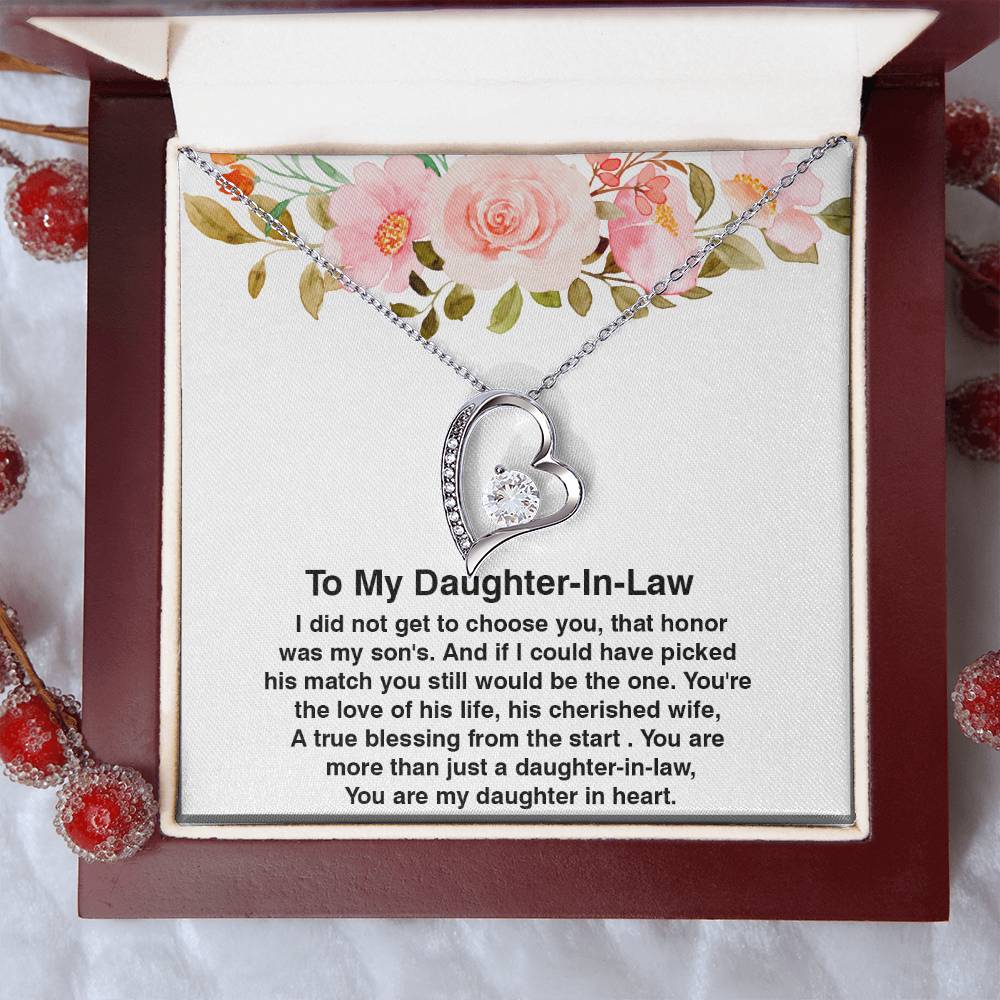 To My Daughter In Law Gift, Amazing Daughter In Law Gift, Forever Love Necklace with On Demand Message Card