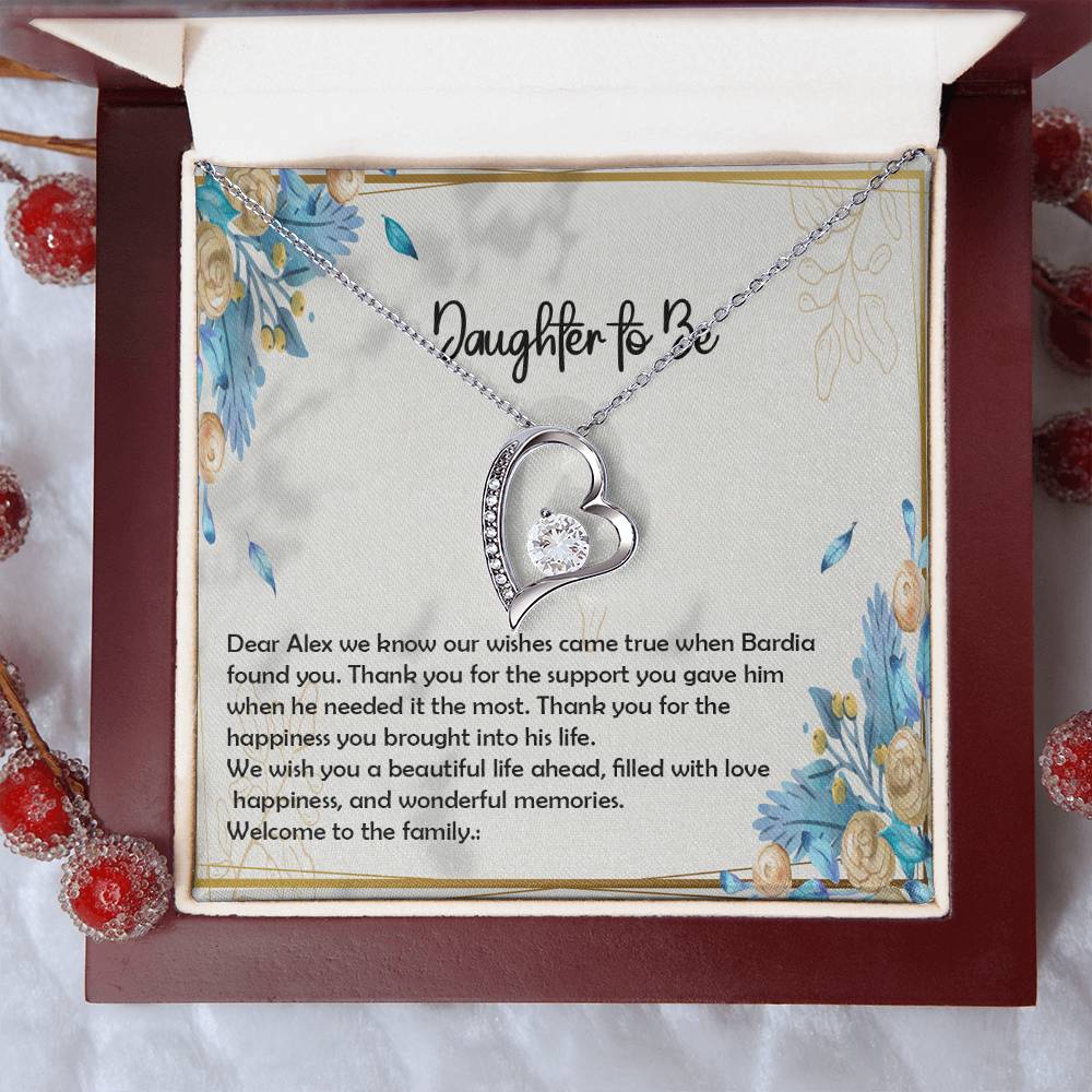 Best Daughter to be Gift, Forever Love Necklace with On Demand Message Card