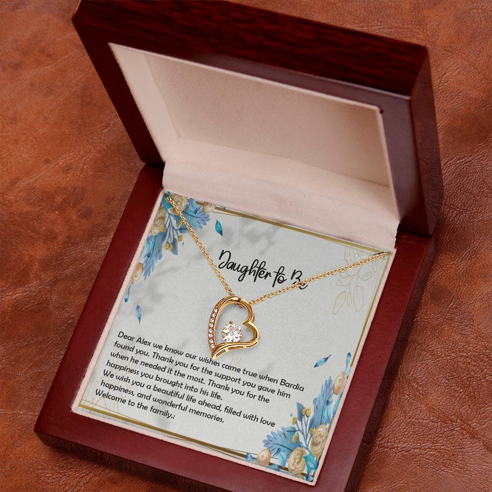 Best Daughter to be Gift, Forever Love Necklace with On Demand Message Card