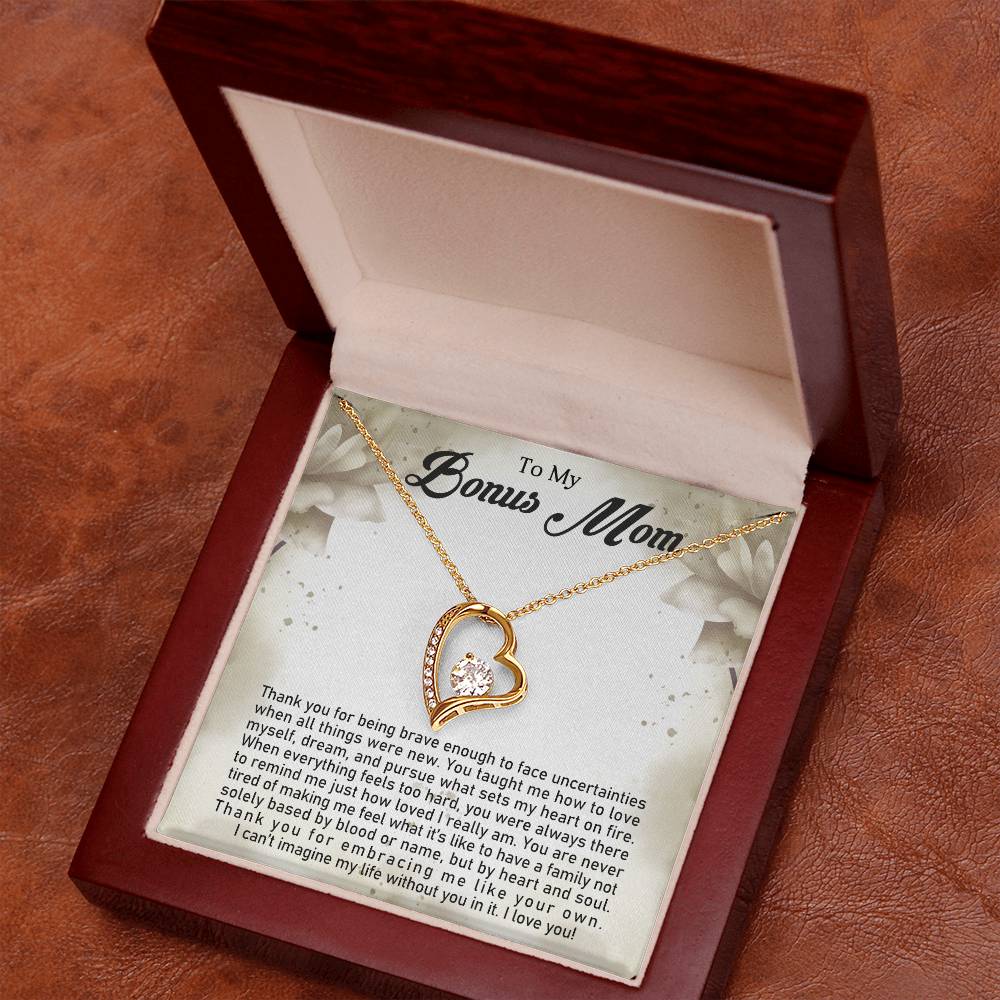 TO MY BONUS MOM - MOTHER'S DAY BEST GIFT FOR BONUS MOM - FOREVER LOVE NECKLACE